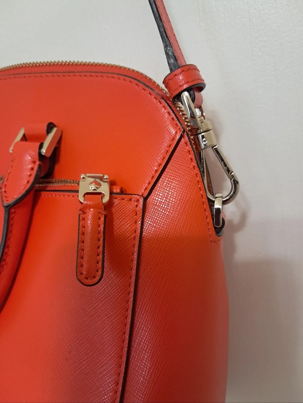 Kate Spade Louise Medium Dome Satchel Orange Tamarillo Leather Crossbody